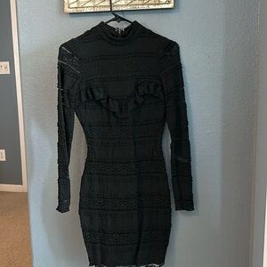 Bebe black ruffled lace dress